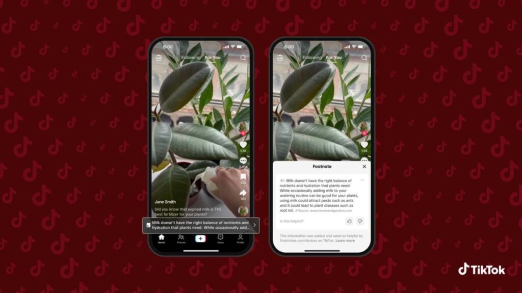 Las notas al pie de vista de la verificación de hechos de crowdsourcing de Tiktoc se lanzarán en los Estados Unidos