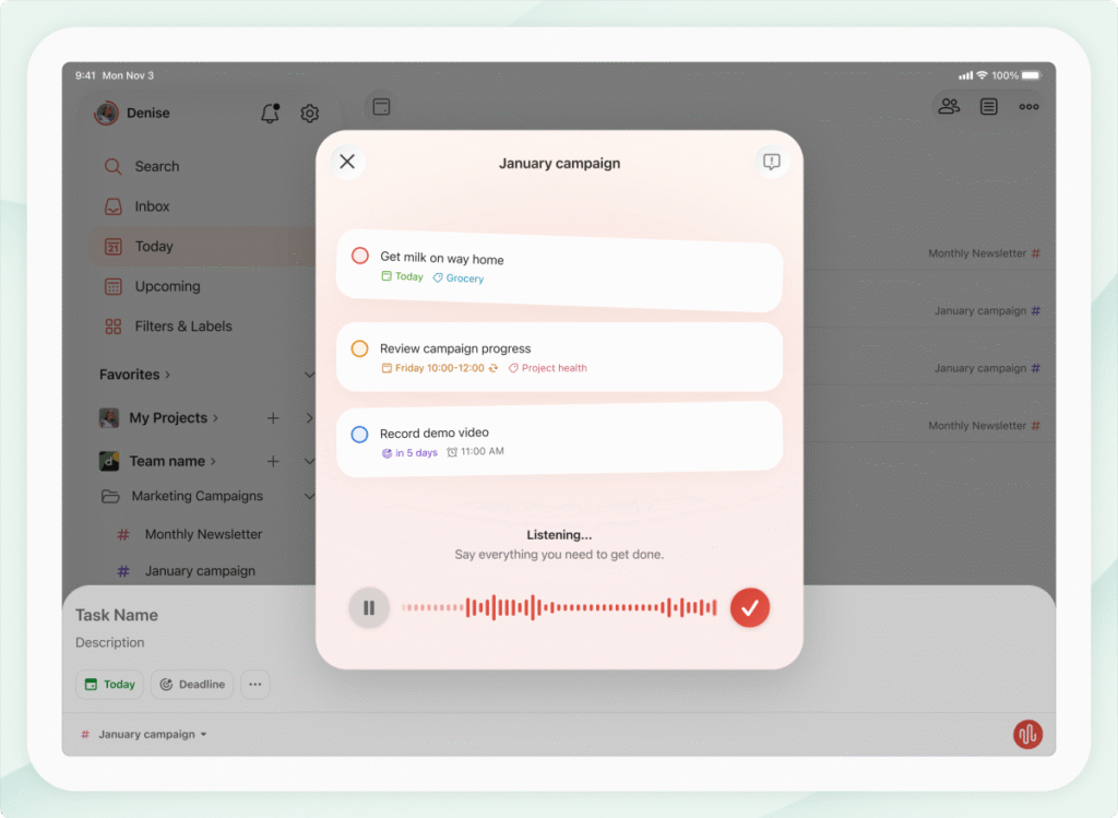 La aplicación Todoist ahora te permite agregar tareas a tu lista de tareas pendientes hablando con la IA