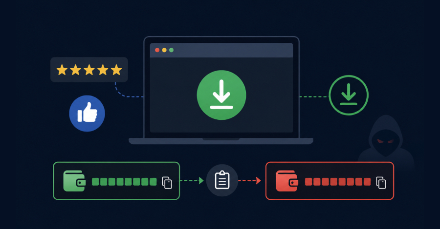 La campaña Crypto Clipper explota reseñas falsas, narradores de IA y comentarios de VirusTotal