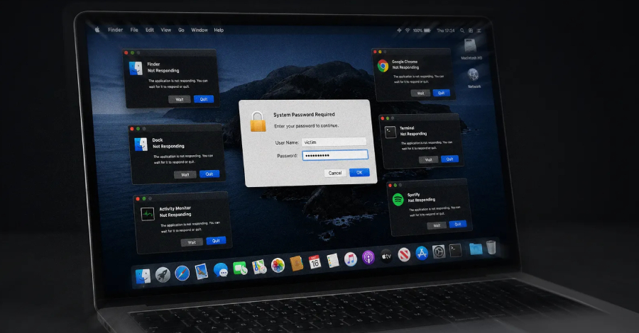 El nuevo ladrón ClickLock para macOS elimina aplicaciones cada 210 milisegundos hasta que la víctima ingresa la contraseña