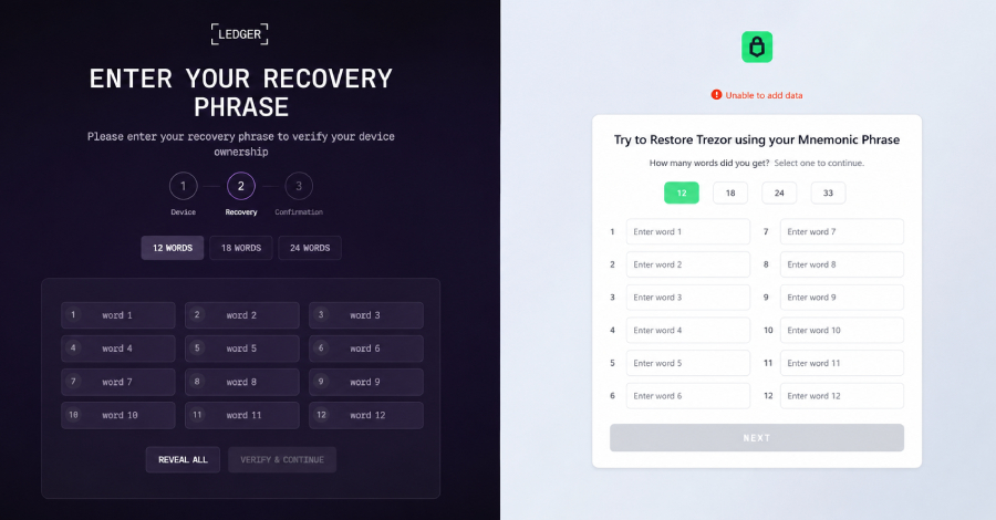 El marco de malware OkoBot inyecta phishing de frases iniciales en aplicaciones Ledger y Trezor
