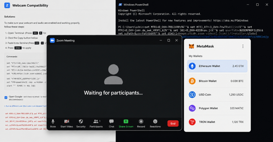 El kit de phishing BlueNoroff Zoom perfila las carteras criptográficas antes de distribuir malware
