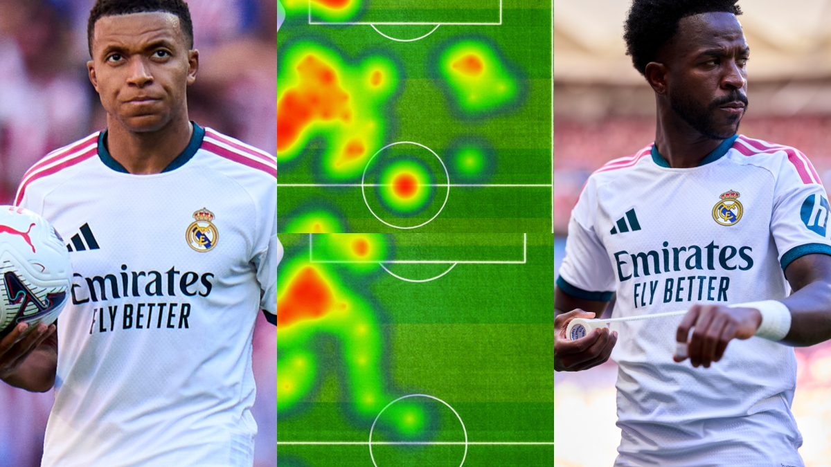 el mapa de calor de Vinicius y Mbappé en el derbi que preocupa al madridismo