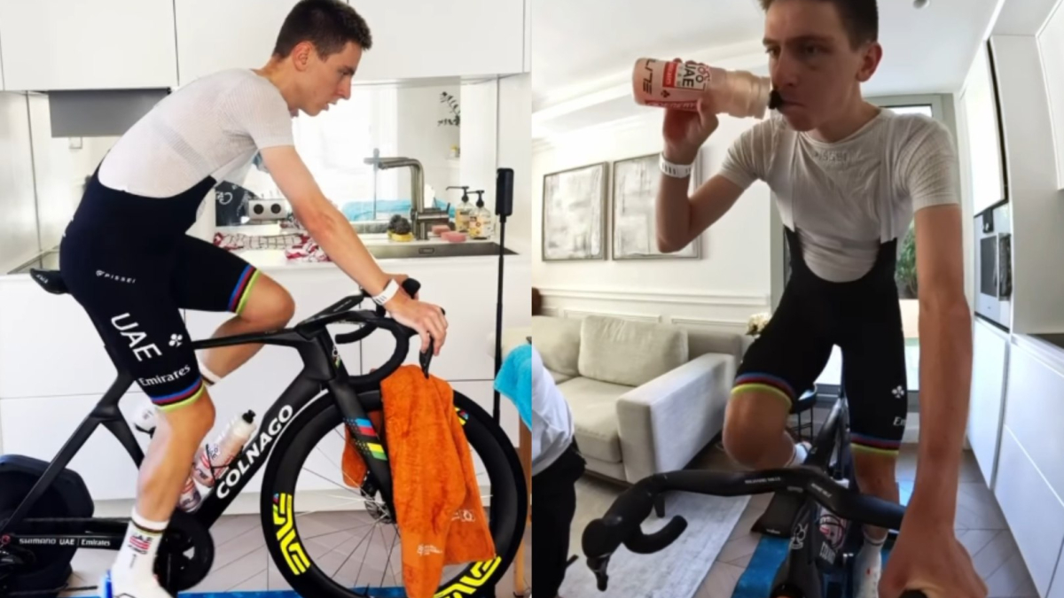 Tadej Pogacar vuelve a subirse a una bicicleta: «La clavícula está fuerte»