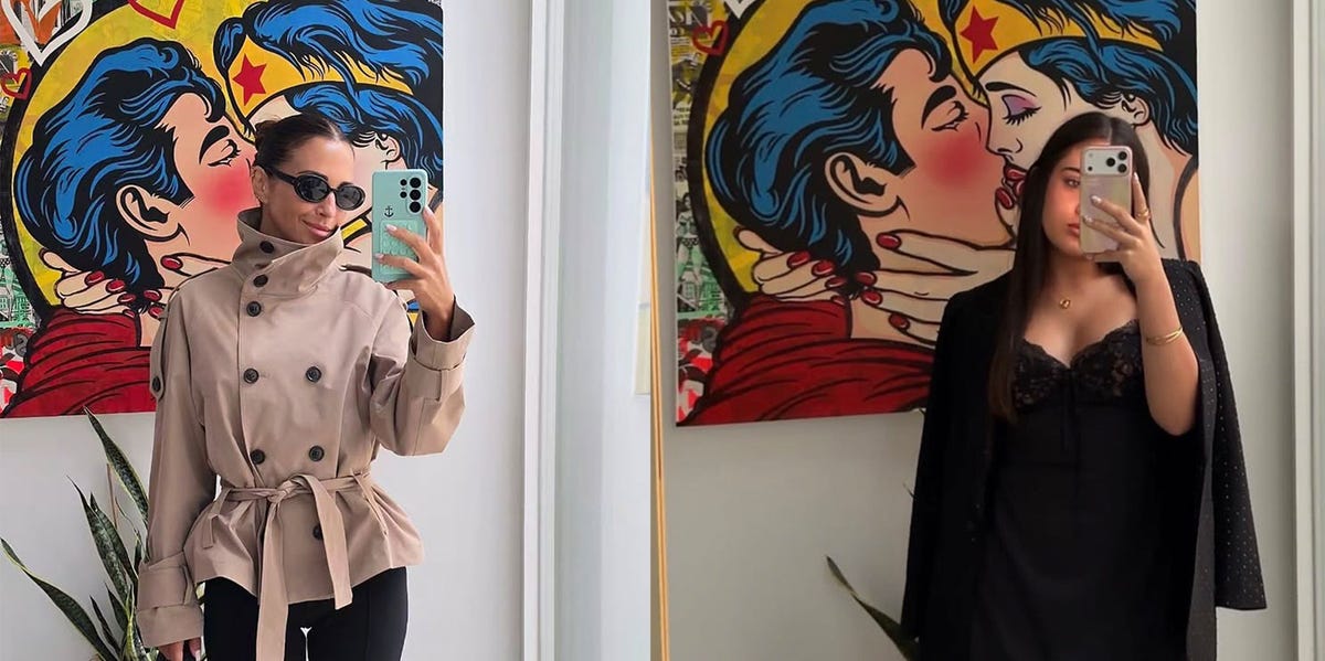 Paula Echevarría con gabardina de Primark para el día y Daniella Bustamante con vestido lencero en un look de noche